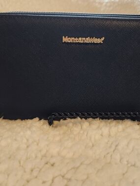 Montana West Black Textured Wallet with Gold Logo